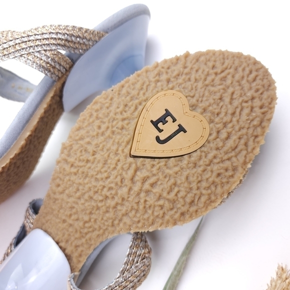 Eric Javits Blue Silver Gold Kitten Heels sz 9m - Picture 11 of 12